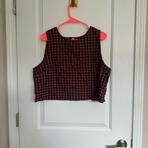 Sleeveless Red and Black Gingham Crop Top and Pants set